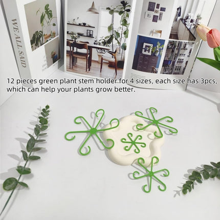 12PCS Plant Stem Support, 4 Sizes Climbing Houseplant Stem Holders, Reusable Flower Trellis Stem Hook Plant Care Growth Accessories for Flower Plants Indoor Outdoor.