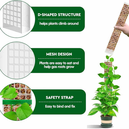 6 Pcs 24 Inch Plastic Moss Pole for Plants Monstera, Stackable for Indoor Work with Sphagnum Support Structure to Help Plants Grow Upwar.