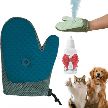 All-in-One Grooming Mist Glove for Pets, Grooming Mist Glove for Pets, Say Goodbye to Messy, Use Soothing Spray, Micro-Fine Spray to Lock Dandruff and Loose Hair (blue).
