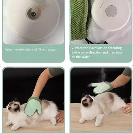 All-in-One Grooming Mist Glove for Pets, Grooming Mist Glove for Pets, Say Goodbye to Messy, Use Soothing Spray, Micro-Fine Spray to Lock Dandruff and Loose Hair (blue).
