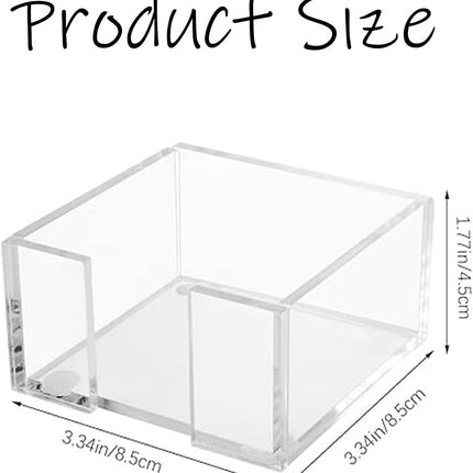 1pcs  3x3 Inch Acrylic Sticky Note Holder - Clear Desktop Organizer for Post-it Notes, Perfect for Office, Home & Classroom, Transparent Memo Pad Dispenser with Crystal Design.
