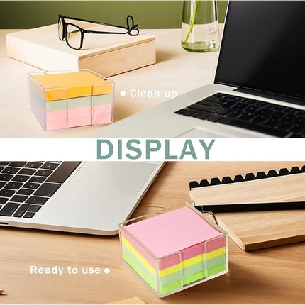 1pcs  3x3 Inch Acrylic Sticky Note Holder - Clear Desktop Organizer for Post-it Notes, Perfect for Office, Home & Classroom, Transparent Memo Pad Dispenser with Crystal Design.