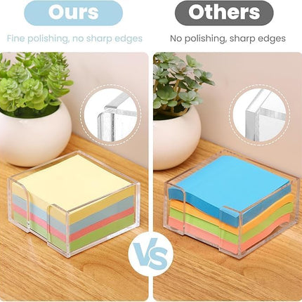 1pcs  3x3 Inch Acrylic Sticky Note Holder - Clear Desktop Organizer for Post-it Notes, Perfect for Office, Home & Classroom, Transparent Memo Pad Dispenser with Crystal Design.