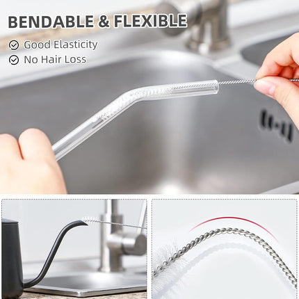 2 PCS Straws Cleaning Brush Extra Wide 10mm diam Straw Brush for Washing Ss Drink Straws Tea Pot Spout Glass Bottles Mini Micro Pipe（12 inches）.