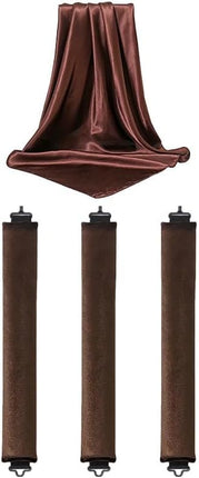 Heatless Hair Curler Set, Satin Overnight Curling Rods, 4-Piece Styling Kit with Hook, Brown.