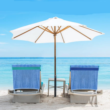 Beach Towel Bands, 38-91 cm Silicone Clips for Pool and Cruise Chairs, Blue and Turquoise, Pack of 4.