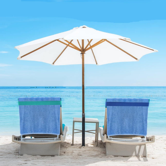 Beach Towel Bands, 38-91 cm Silicone Clips for Pool and Cruise Chairs, Blue and Turquoise, Pack of 4.