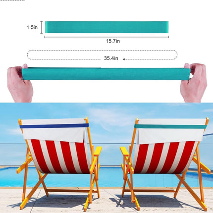 Beach Towel Bands, 38-91 cm Silicone Clips for Pool and Cruise Chairs, Blue and Turquoise, Pack of 4.