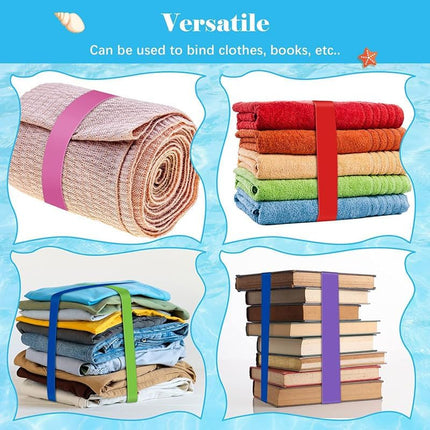 Beach Towel Bands, 38-91 cm Silicone Clips for Pool and Cruise Chairs, Blue and Turquoise, Pack of 4.