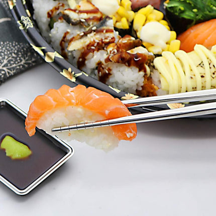 Stainless Steel Chopsticks Reusable Multicolor Lightweight 304 Metal Chopsticks Dishwasher Safe - 5 Pairs (Silver).