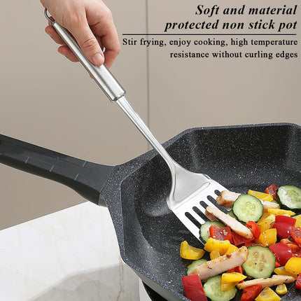 Stainless Steel Spatulas Set,  Silver Slotted Turner, Solid Turner, Heavy Duty Sturdy Kitchen Spatula High Heat Resistant, Ideal Cookware for Fish,Eggs,Pancakes, Dishwasher Safe, Easy to Clean.