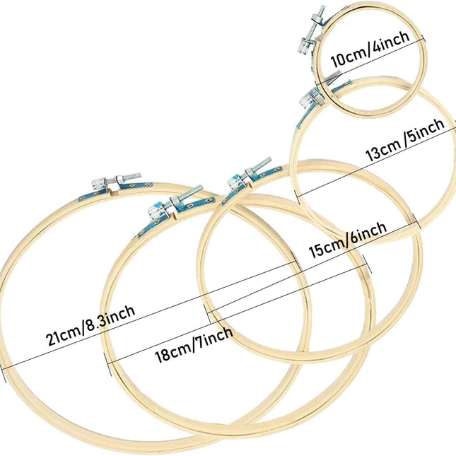 5 PCS Embroidery Hoops Round Bamboo Embroidery Hoop Circle Embroidery Frame Wood Hoop Cross Stitch Hoop Adjustable Sewing Rings Hoop for Embroidery Cross Stitching Crafts（4-8inch）.