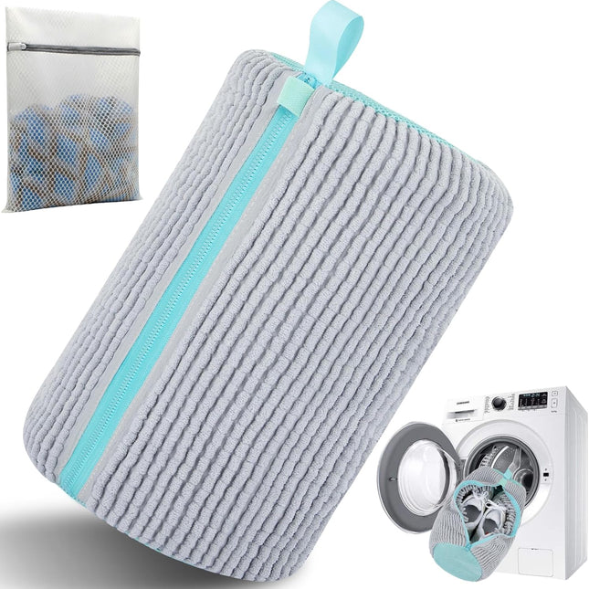 Shoe Washing Machine Bag, New Upgrade Shoe Bag For Washing Machine, 1 Shoe Washing Bag, 1 Mesh Laundry Bag, Gray.