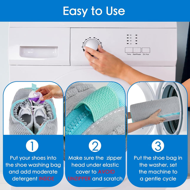 Shoe Washing Machine Bag, New Upgrade Shoe Bag For Washing Machine, 1 Shoe Washing Bag, 1 Mesh Laundry Bag, Gray.