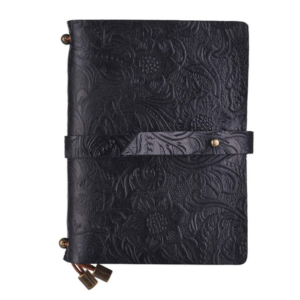 Leather Vintage Embossed Pattern Travel Journal Notebook Lined Blank Grid Paper Diary Refillable Notepad Gift for Men & Women Sketching Writing.