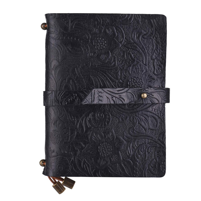 Leather Vintage Embossed Pattern Travel Journal Notebook Lined Blank Grid Paper Diary Refillable Notepad Gift for Men & Women Sketching Writing.