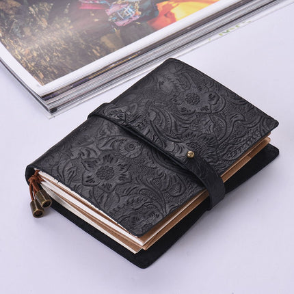 Leather Vintage Embossed Pattern Travel Journal Notebook Lined Blank Grid Paper Diary Refillable Notepad Gift for Men & Women Sketching Writing.