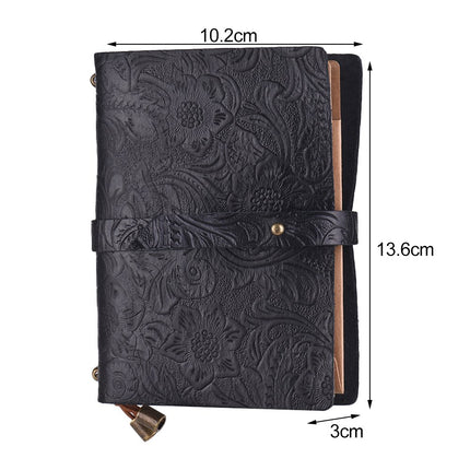 Leather Vintage Embossed Pattern Travel Journal Notebook Lined Blank Grid Paper Diary Refillable Notepad Gift for Men & Women Sketching Writing.