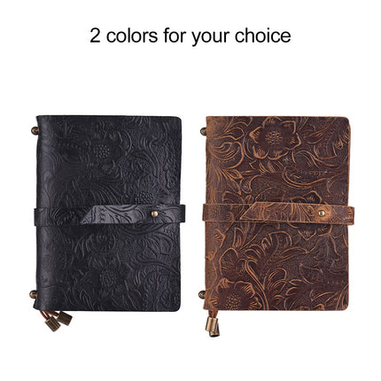 Leather Vintage Embossed Pattern Travel Journal Notebook Lined Blank Grid Paper Diary Refillable Notepad Gift for Men & Women Sketching Writing.