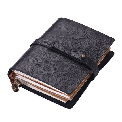 Leather Vintage Embossed Pattern Travel Journal Notebook Lined Blank Grid Paper Diary Refillable Notepad Gift for Men & Women Sketching Writing.