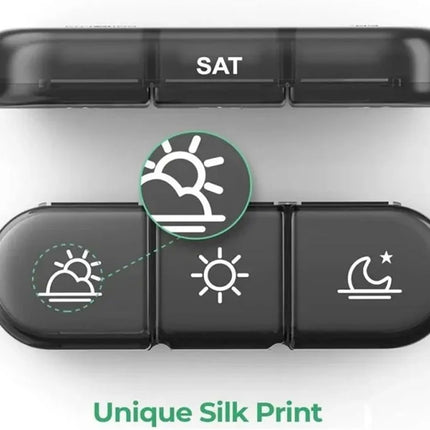 7-Day Organizer with Date Mark, Large Storage Box, PP+ABS Material, Lightweight and Travel-Friendly Design.