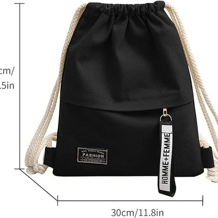 Foldable Canvas Sports Backpack with Drawstring and Zippered Pocket for Football, Cycling, Gym & Travel - Compact, Unisex for Adults, Teens, Kids.