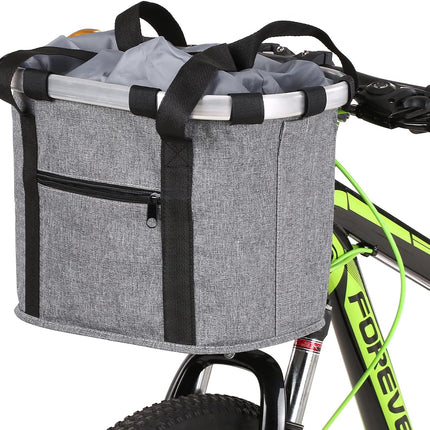 Stylish Aluminum Alloy Bicycle Basket - Black Purple Coffee Grey - 34x28x25cm - 6kg Capacity - Oxford Cloth - Handlebar Mount Included.