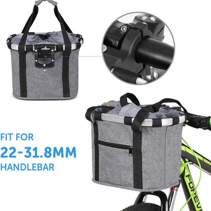 Stylish Aluminum Alloy Bicycle Basket - Black Purple Coffee Grey - 34x28x25cm - 6kg Capacity - Oxford Cloth - Handlebar Mount Included.