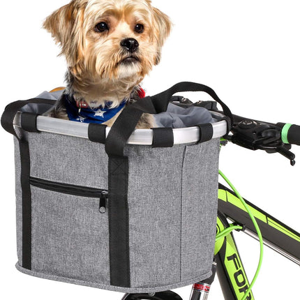 Stylish Aluminum Alloy Bicycle Basket - Black Purple Coffee Grey - 34x28x25cm - 6kg Capacity - Oxford Cloth - Handlebar Mount Included.
