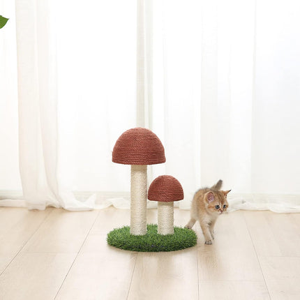 Mushroom Cat Scratching Post with Natural Sisal, Simulation Lawn Cat Climbing Shelf, Multifunctional Cat Toys Scratching Board for Play and Rest, Cat Furniture Protector.