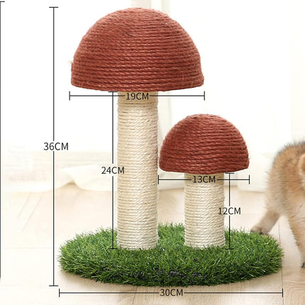 Mushroom Cat Scratching Post with Natural Sisal, Simulation Lawn Cat Climbing Shelf, Multifunctional Cat Toys Scratching Board for Play and Rest, Cat Furniture Protector.