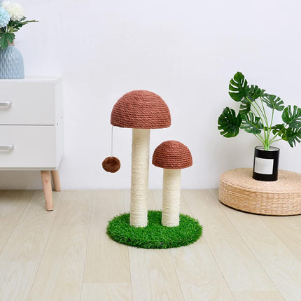 Mushroom Cat Scratching Post with Natural Sisal, Simulation Lawn Cat Climbing Shelf, Multifunctional Cat Toys Scratching Board for Play and Rest, Cat Furniture Protector.