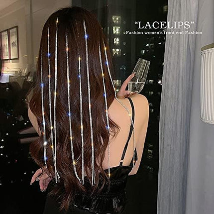 Rhinestone Chain Hairpin Fashion Cool Hair Decoration Tuck Comb Tassel Temperament Braid Hair Belt.