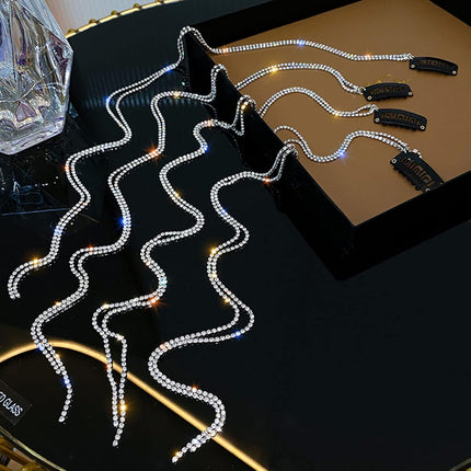 Rhinestone Chain Hairpin Fashion Cool Hair Decoration Tuck Comb Tassel Temperament Braid Hair Belt.