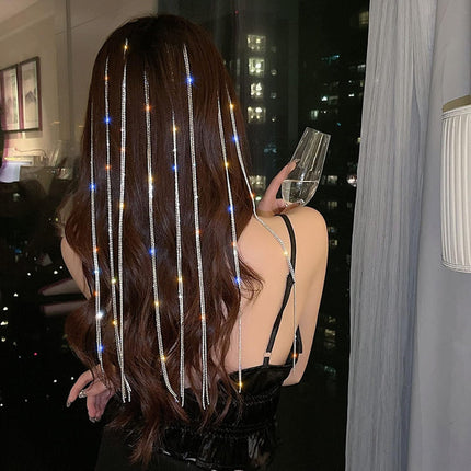 Rhinestone Chain Hairpin Fashion Cool Hair Decoration Tuck Comb Tassel Temperament Braid Hair Belt.