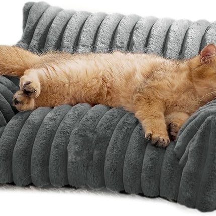 Cat Couch Bed Cute Pet Sofa Bed for Small Medium Large Cats Dogs Indoor with Non-Slip Bottom Washable Cover Fluffy Soft Comfortable Supportive Removable Cover Easy Maintenance Plush Cushion.