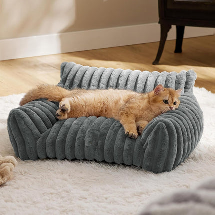 Cat Couch Bed Cute Pet Sofa Bed for Small Medium Large Cats Dogs Indoor with Non-Slip Bottom Washable Cover Fluffy Soft Comfortable Supportive Removable Cover Easy Maintenance Plush Cushion.