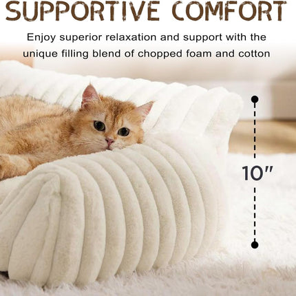 Cat Couch Bed Cute Pet Sofa Bed for Small Medium Large Cats Dogs Indoor with Non-Slip Bottom Washable Cover Fluffy Soft Comfortable Supportive Removable Cover Easy Maintenance Plush Cushion.