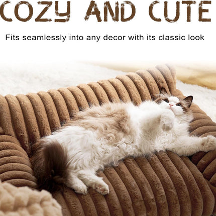 Cat Couch Bed Cute Pet Sofa Bed for Small Medium Large Cats Dogs Indoor with Non-Slip Bottom Washable Cover Fluffy Soft Comfortable Supportive Removable Cover Easy Maintenance Plush Cushion.