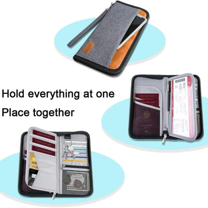 Travel Passport Wallet Family Passport Holder Documents Organizer with RFID Blocker for Men & Women.