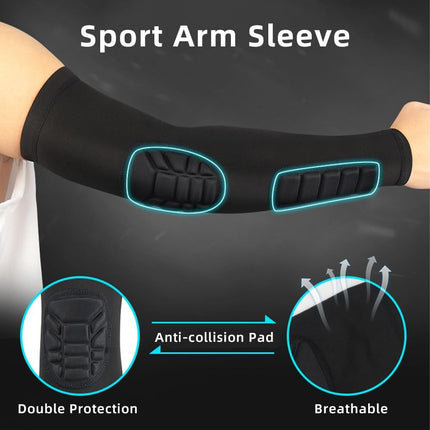 Padded Elbow Forearm Sleeves Compression Arm Protective Sleeve Basketball Shooting Protective Pad.