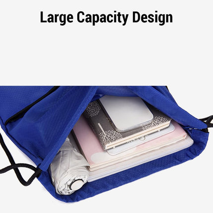Drawstring Backpack Bag Waterproof Oxford Cloth Draw String Back Sack with Zip Pocket for Sports Traveling Outdoor.