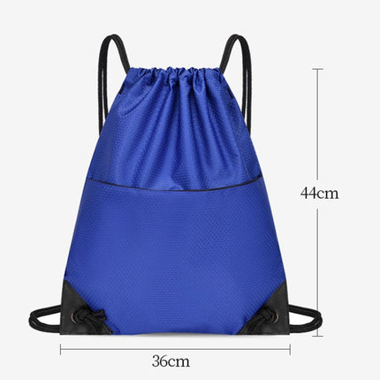 Drawstring Backpack Bag Waterproof Oxford Cloth Draw String Back Sack with Zip Pocket for Sports Traveling Outdoor.