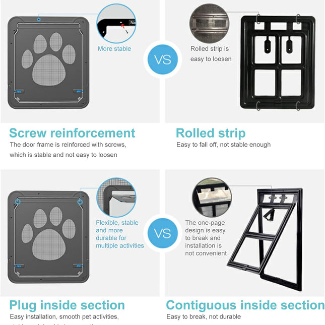Pet Screen Door Sliding Screen Dogs Door with Magnetic Flap Lock Automatically for Medium Large Dogs.