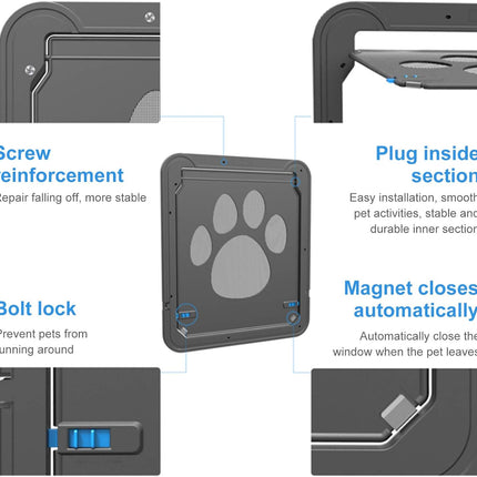 Pet Screen Door Sliding Screen Dogs Door with Magnetic Flap Lock Automatically for Medium Large Dogs.