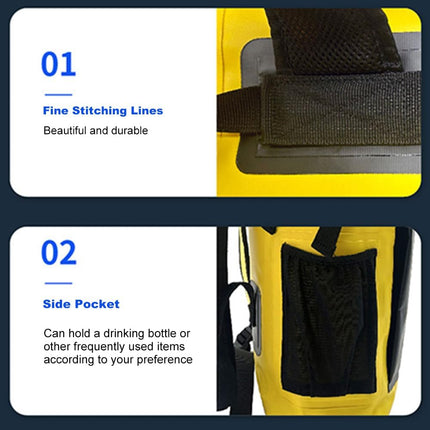 IPX6 Waterproof Backpack with 500D PVC Mesh for Outdoor Adventures, Large Capacity, Dry-Wet Separation, Functional Pockets, Design.