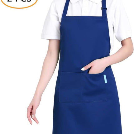Adjustable Multi-Purpose Aprons for Men and Women with Long Waist Ties and Front Pockets, Polyester Cotton Blend.