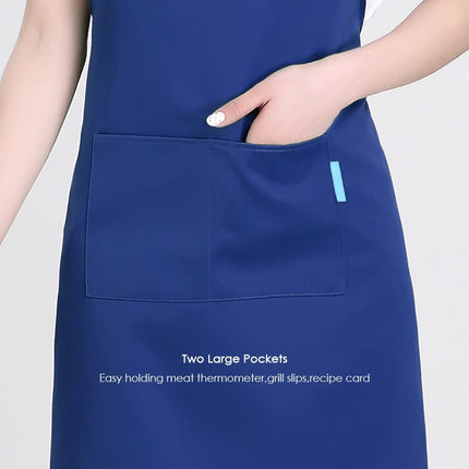 Adjustable Multi-Purpose Aprons for Men and Women with Long Waist Ties and Front Pockets, Polyester Cotton Blend.