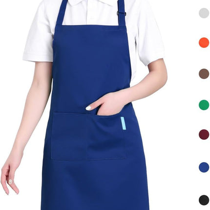 Adjustable Multi-Purpose Aprons for Men and Women with Long Waist Ties and Front Pockets, Polyester Cotton Blend.