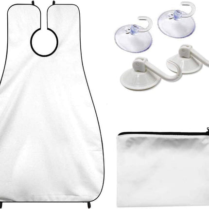 Polyester Fiber Beard Apron with Suction Cups and Storage Pouch, White or Black Option.